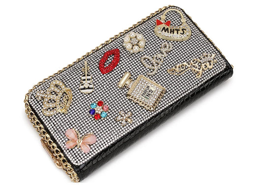 Diamond Accent Long Clutch Wallet