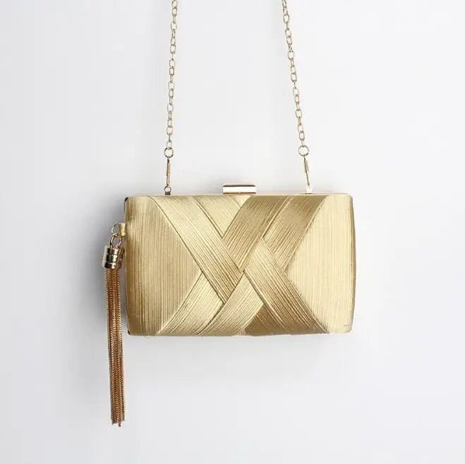 Metal Tassel Minaudiere Evening Clutch Bag