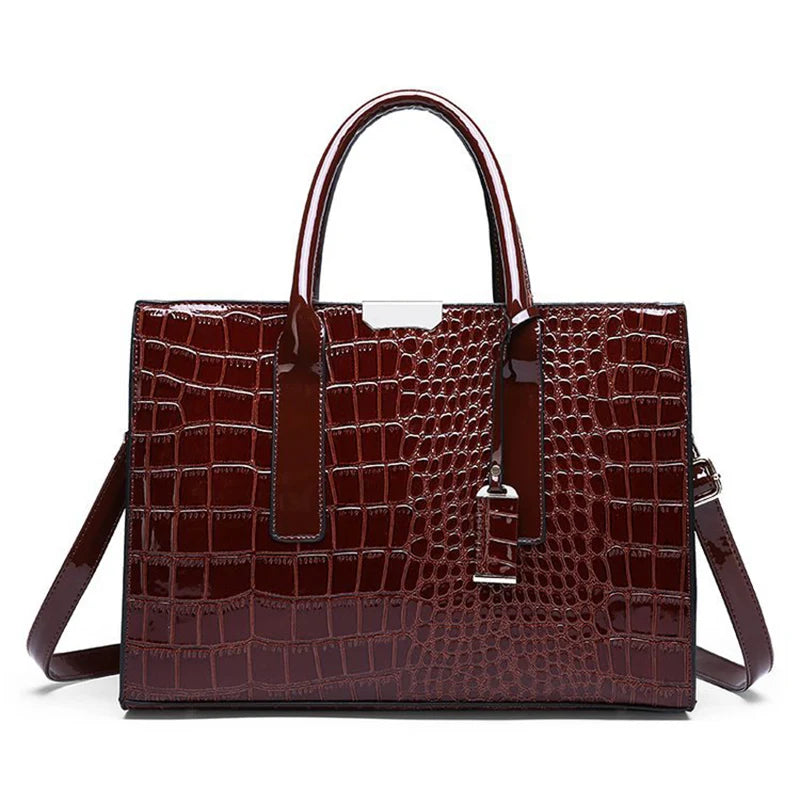 Alligator Patent Crossbody Tote Bag - Retro Finish