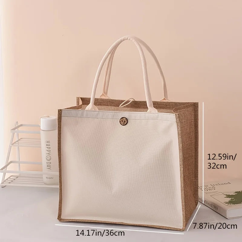 Vertical Linen Tote Bag - Minimal Shopping Carry