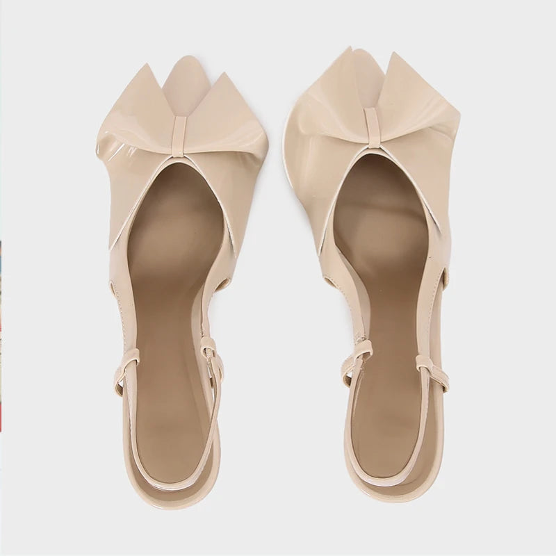 Patent Bow Slingback Stiletto Heels