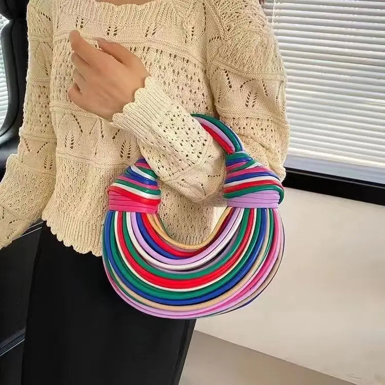 Handwoven Noodle Clutch Bag - Chic Evening Shape