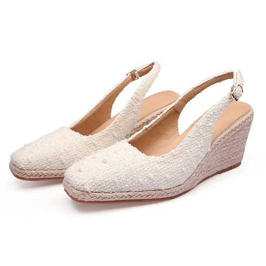 Straw Wedge Espadrille Sandals