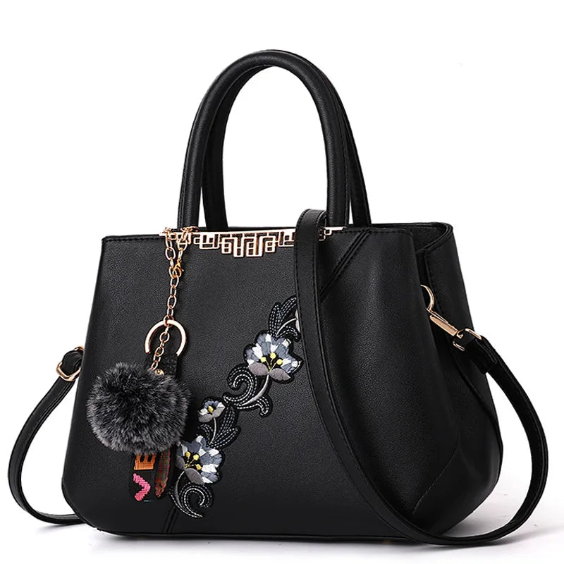 Embroidered Messenger Handbag - Classic Statement Style