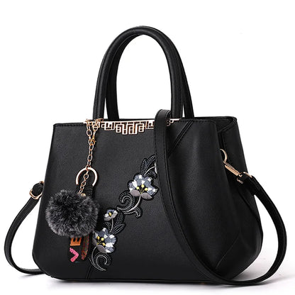 Embroidered Messenger Handbag - Classic Statement Style