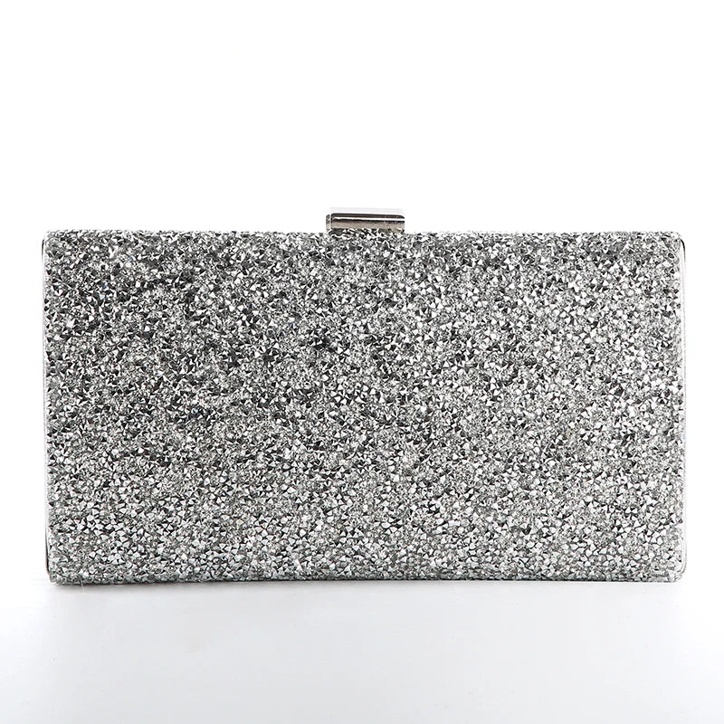 Diamond Sequin Two-Chain Evening Clutch
