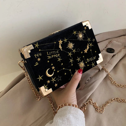 Embroidered Box Shape Crossbody Clutch