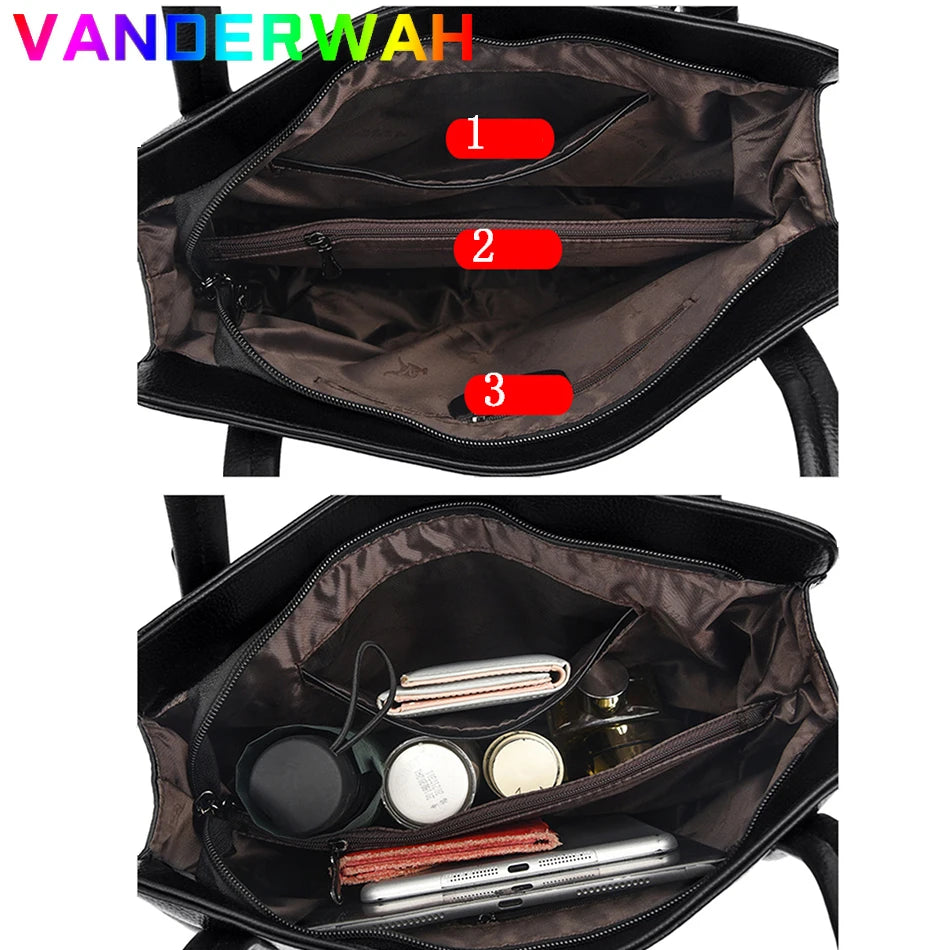 Vintage Soft PU Leather Tote Bag - Roomy Everyday Carry