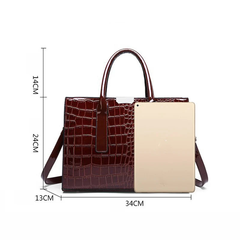 Alligator Patent Crossbody Tote Bag - Retro Finish