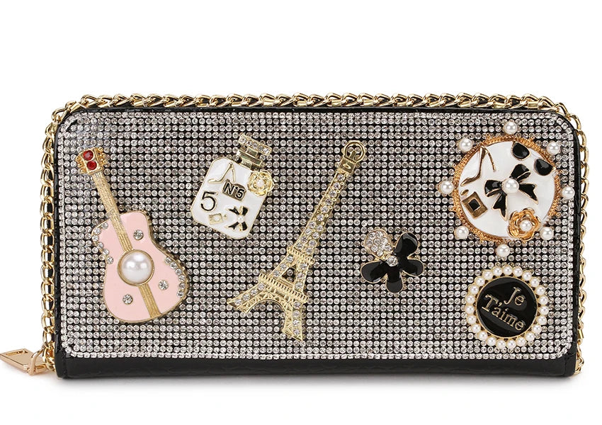 Diamond Accent Long Clutch Wallet