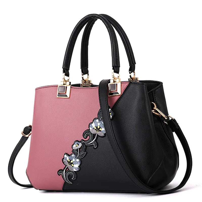 Embroidered Messenger Handbag - Classic Statement Style