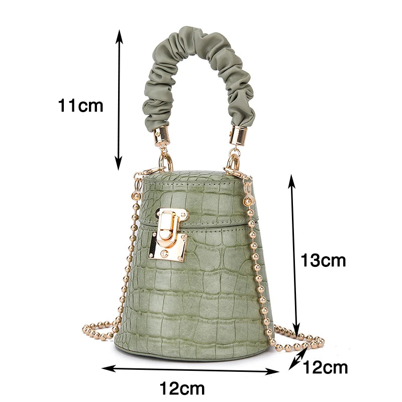 Crocodile Pattern Bucket Crossbody Bag - Mini Style