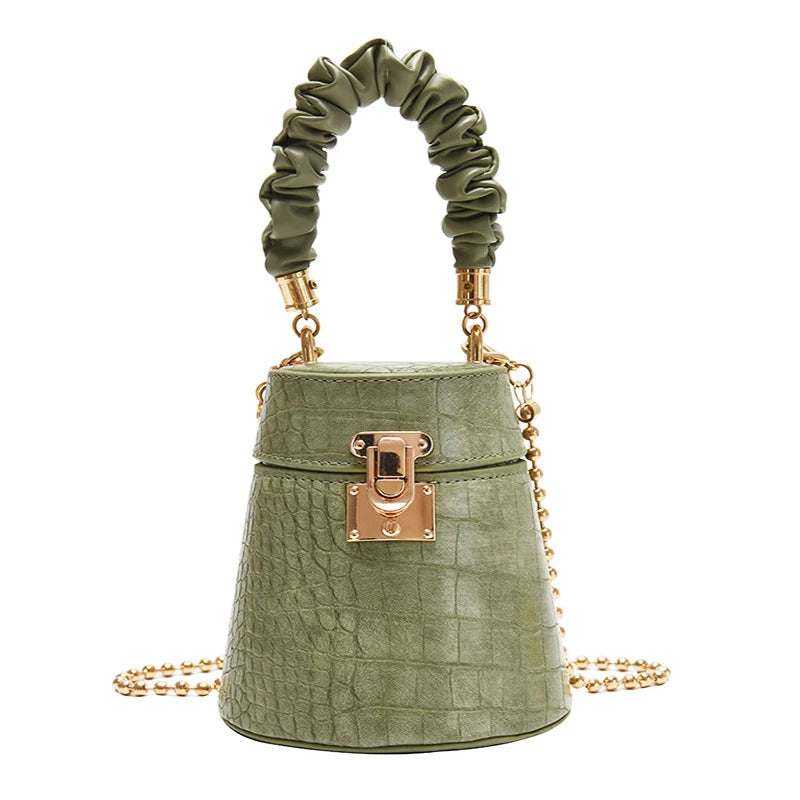Crocodile Pattern Bucket Crossbody Bag - Mini Style