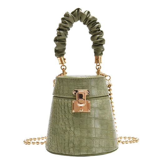 Crocodile Pattern Bucket Crossbody Bag - Mini Style