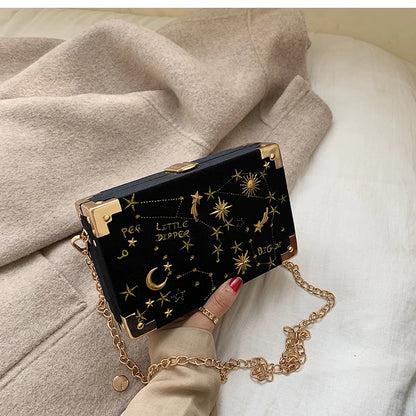 Embroidered Box Shape Crossbody Clutch