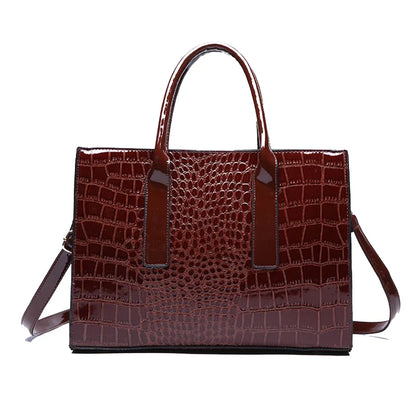 Alligator Patent Crossbody Tote Bag - Retro Finish