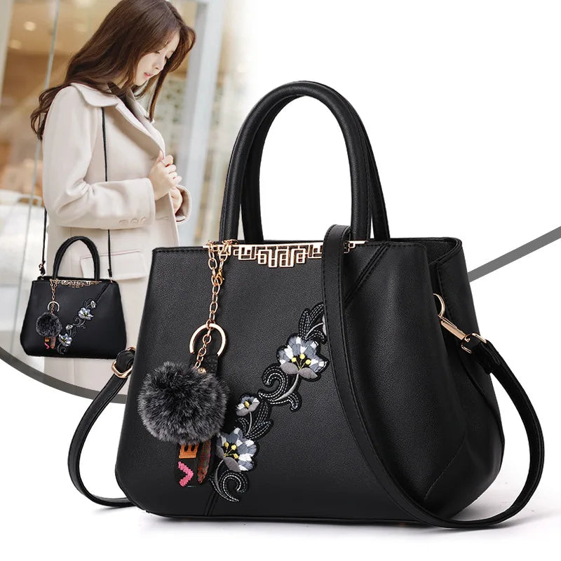 Embroidered Messenger Handbag - Classic Statement Style