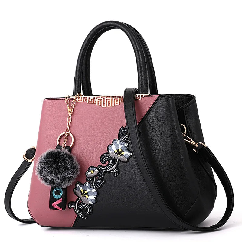 Embroidered Messenger Handbag - Classic Statement Style