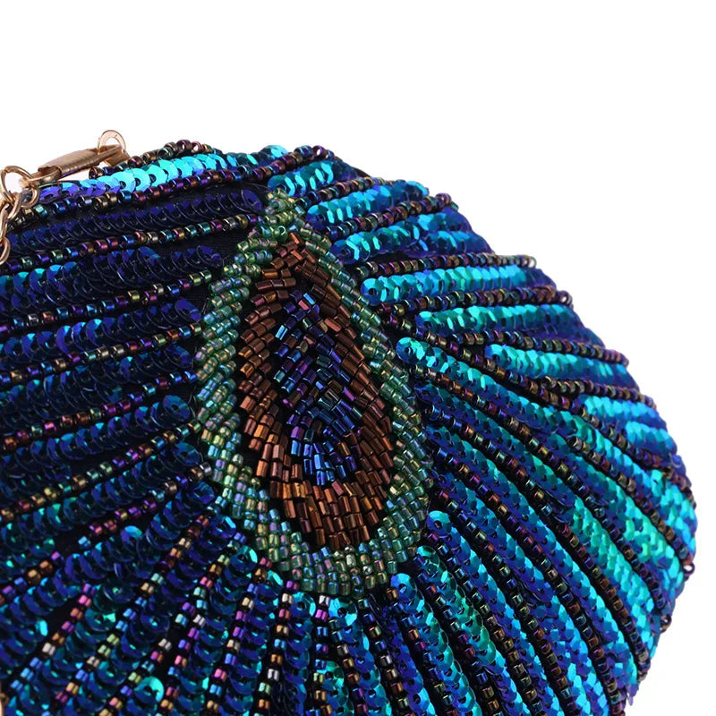 Sequin Shell Evening Clutch Bag