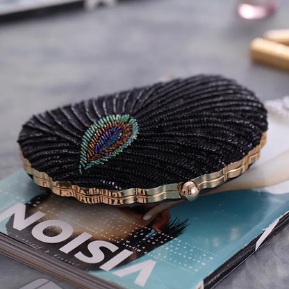 Sequin Shell Evening Clutch Bag