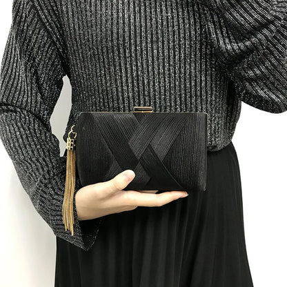Metal Tassel Minaudiere Evening Clutch Bag