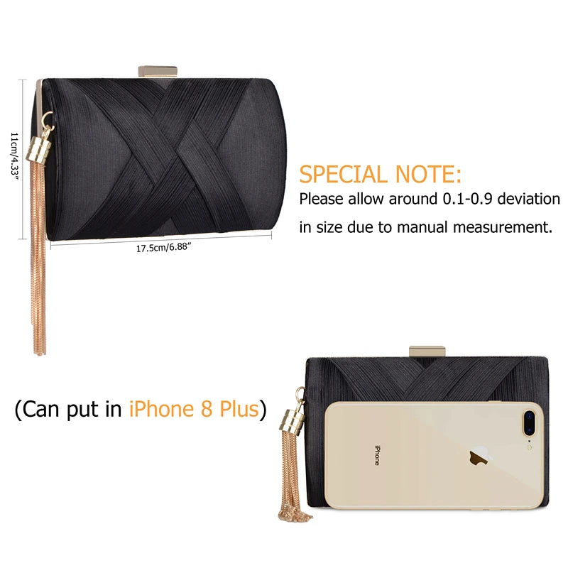Metal Tassel Minaudiere Evening Clutch Bag