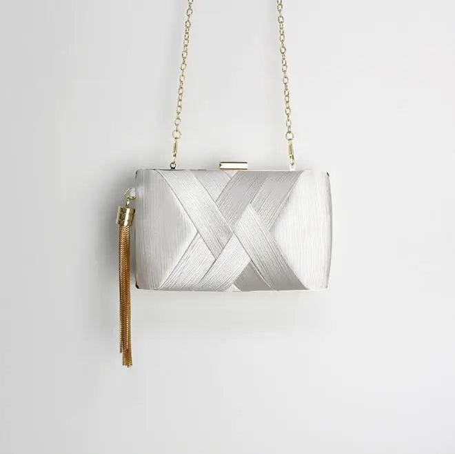 Metal Tassel Minaudiere Evening Clutch Bag