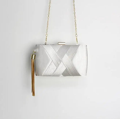 Metal Tassel Minaudiere Evening Clutch Bag