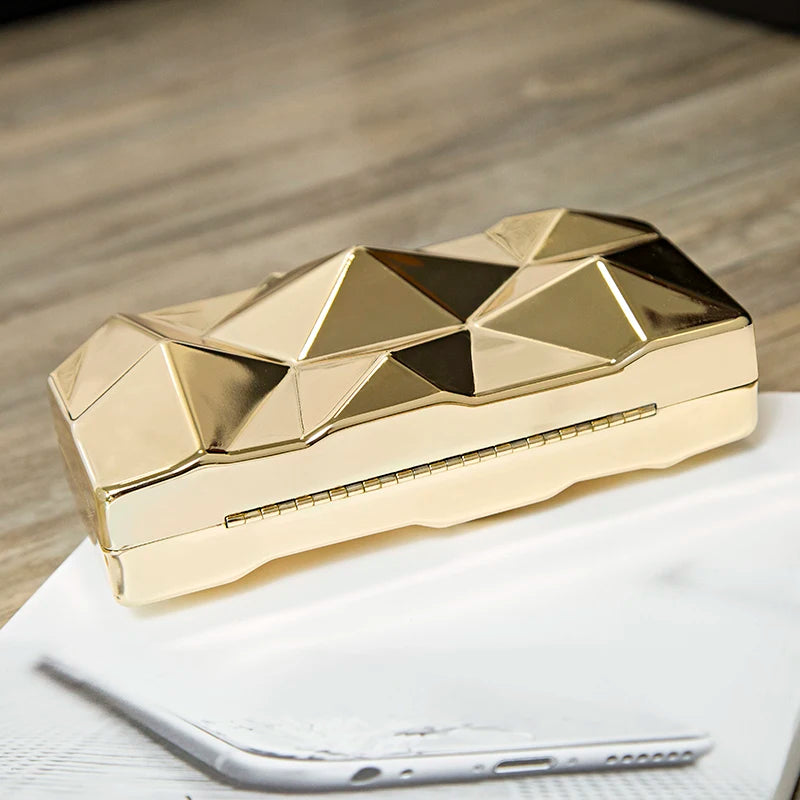 Geometric Acrylic Box Clutch - Gold Chain Accent