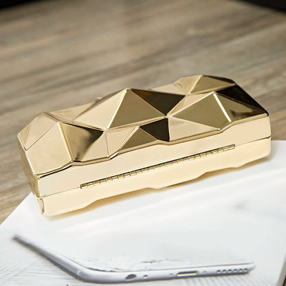 Geometric Acrylic Box Clutch - Gold Chain Accent