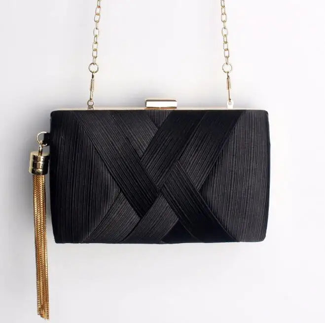Metal Tassel Minaudiere Evening Clutch Bag