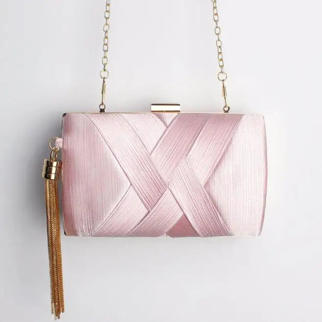 Metal Tassel Minaudiere Evening Clutch Bag