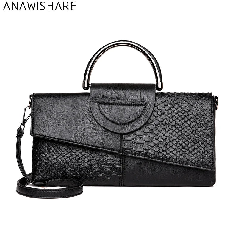 Alligator-Pattern Crossbody Clutch Bag