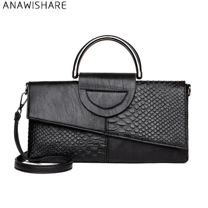 Alligator-Pattern Crossbody Clutch Bag