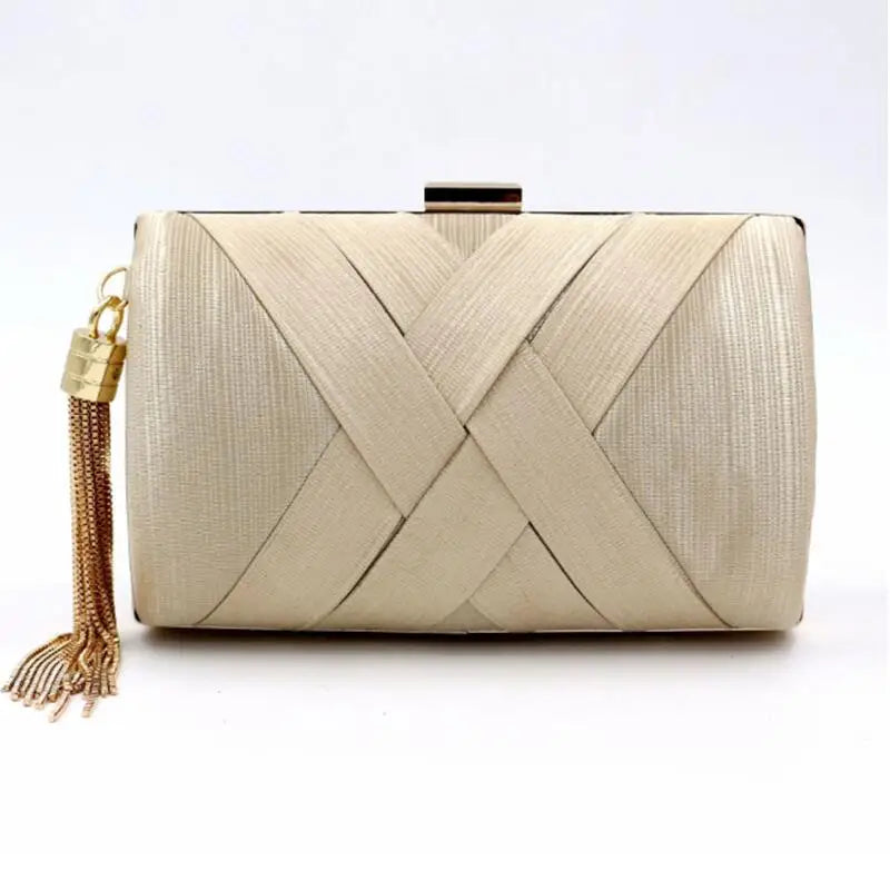 Metal Tassel Minaudiere Evening Clutch Bag