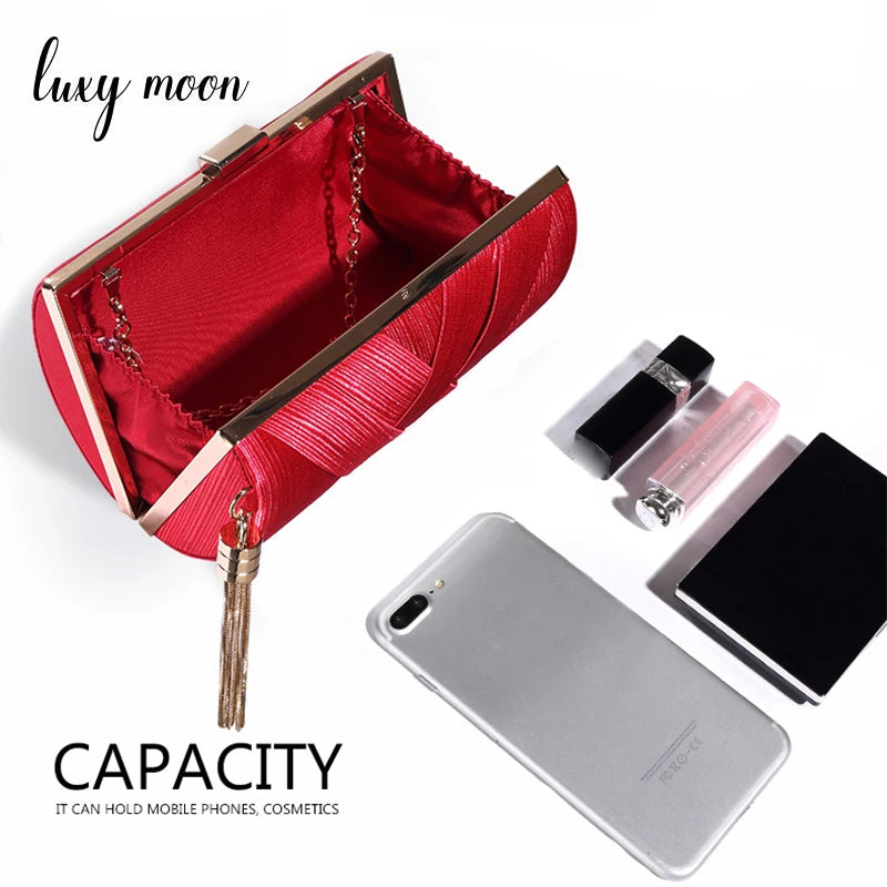 Metal Tassel Minaudiere Evening Clutch Bag