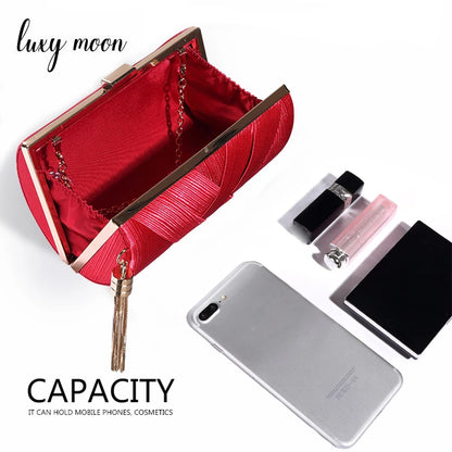 Metal Tassel Minaudiere Evening Clutch Bag