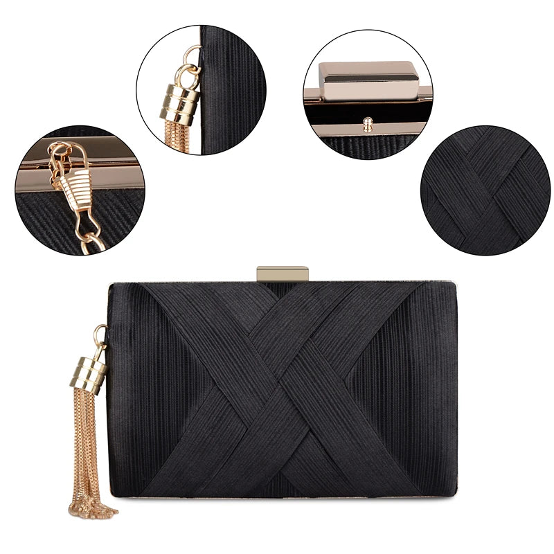 Metal Tassel Minaudiere Evening Clutch Bag