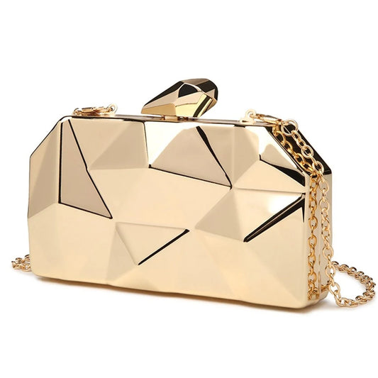 Geometric Acrylic Box Clutch - Gold Chain Accent