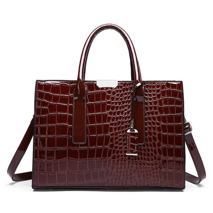 Alligator Patent Crossbody Tote Bag - Retro Finish