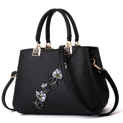 Embroidered Messenger Handbag - Classic Statement Style