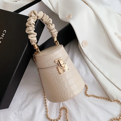 Crocodile Pattern Bucket Crossbody Bag - Mini Style