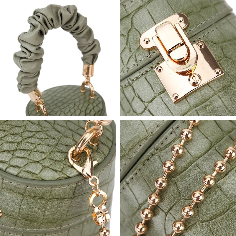 Crocodile Pattern Bucket Crossbody Bag - Mini Style