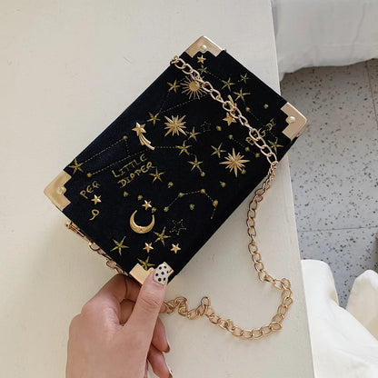 Embroidered Box Shape Crossbody Clutch