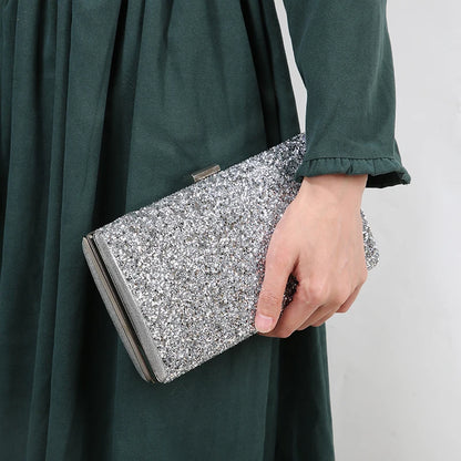 Diamond Sequin Two-Chain Evening Clutch