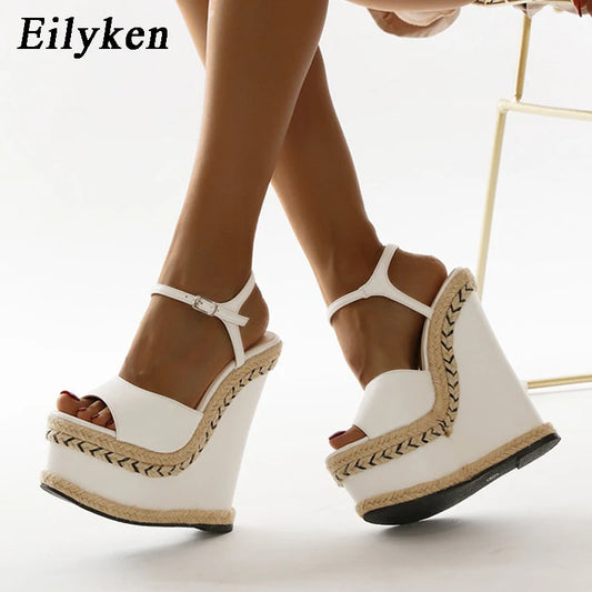 White Platform Wedge Sandals