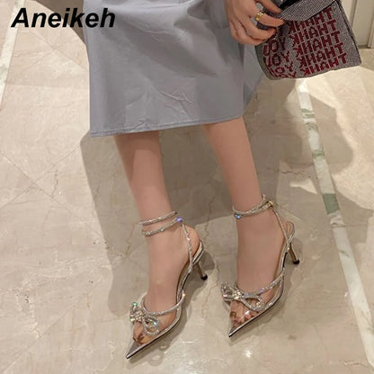 Crystal Butterfly Knot Pointed Toe Pumps