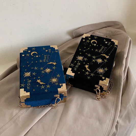 Embroidered Box Shape Crossbody Clutch