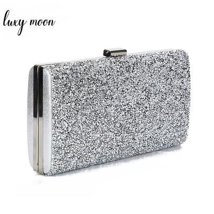 Diamond Sequin Two-Chain Evening Clutch