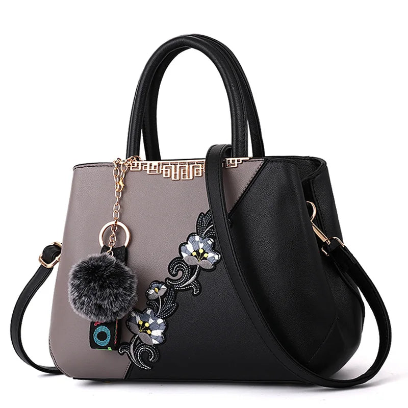 Embroidered Messenger Handbag - Classic Statement Style